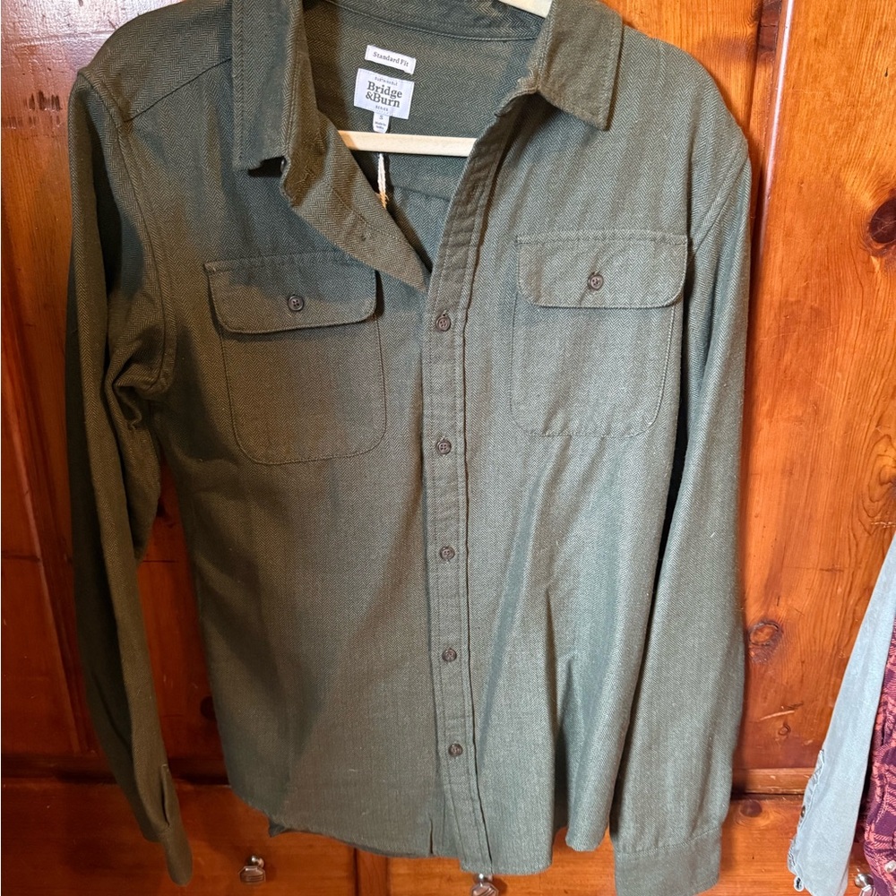 Olive Green Button-Up Shirt